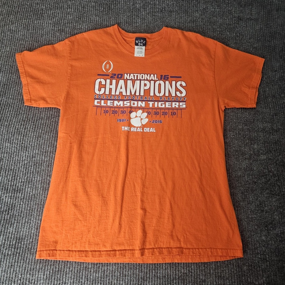 Clemson Tigers Shirt Mens Large Orange NCAA Football 2016 Champions Blue 84